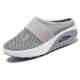 Women's Flying Woven Mesh Sandals, Casual Air Cushion Sole Mules, Breathable & Lightweight Mule Sneakers
