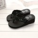 Women's Sequins Flip Flops, Fashion Lightweight Summer Slide Shoes, Casual Outdoor Beach Wedge Slides