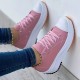 Women's Platform Canvas Sneakers, Casual Solid Color Lace Up Trainers, All-Match Walking Sports Shoes