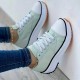 Women's Platform Canvas Sneakers, Solid Color Lace Up Low Top Trainers, Casualall-Match Walking Shoes