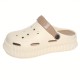 Women's Platform EVA Clogs, Solid Color Closed Toe Hollow Out Design Slides, Breathable Outdoor Sandals