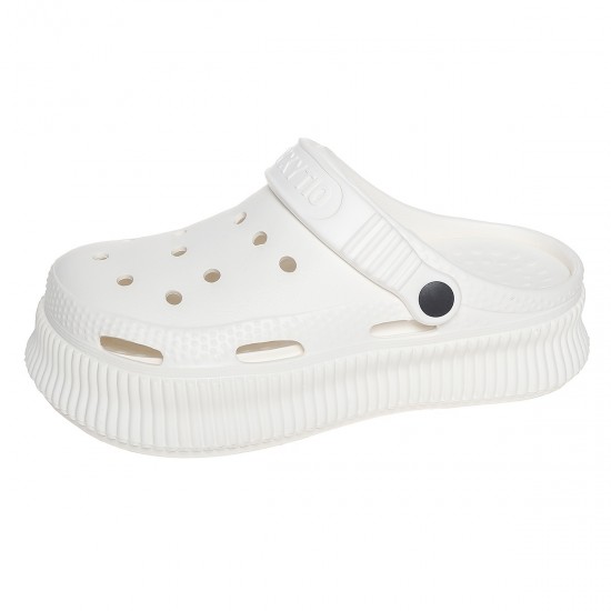 Women's Platform EVA Clogs, Solid Color Closed Toe Hollow Out Design Slides, Breathable Outdoor Sandals