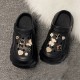 20/22pcs Fashion Golden Five-Leaf Flower Series Shoes Charms For Clogs Sandals Decoration, Shoes DIY Accessories For Women & Men