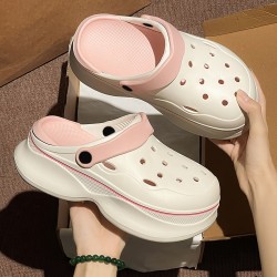 Women's Solid Color Pillow Clogs, Slip On Soft Sole Platform Casual Summer Slides, Versatile Non-slip Garden Shoes