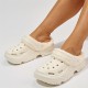 Women's Hollow Out Design Platform Clogs, Casual Slip On Plush Lined Garden Shoes, Women's Comfortable Shoes