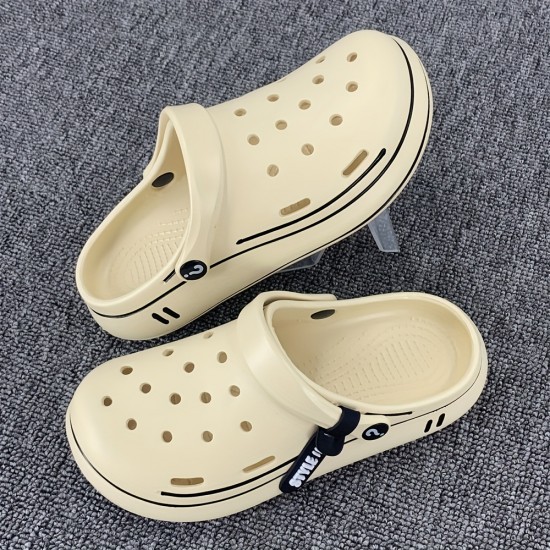 Women's Hollow Out Clogs, Lightweight & Breathable Solid Color Sandals, Indoor Outdoor Slippers