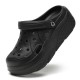 Women's Solid Color Platform Clogs, Casual Hollow Out Design Garden Shoes, Comfortable Slip On Shoes