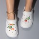 Women's Avocado & Strawberry Decor Clogs, Casual Hollow Out Design Garden Shoes, Lightweight Beach Shoes