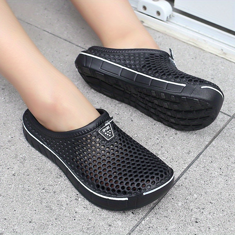 womens solid color flat clogs slip on round toe non slip outdoor casual slides shoes summer beach comfy shoes details 1