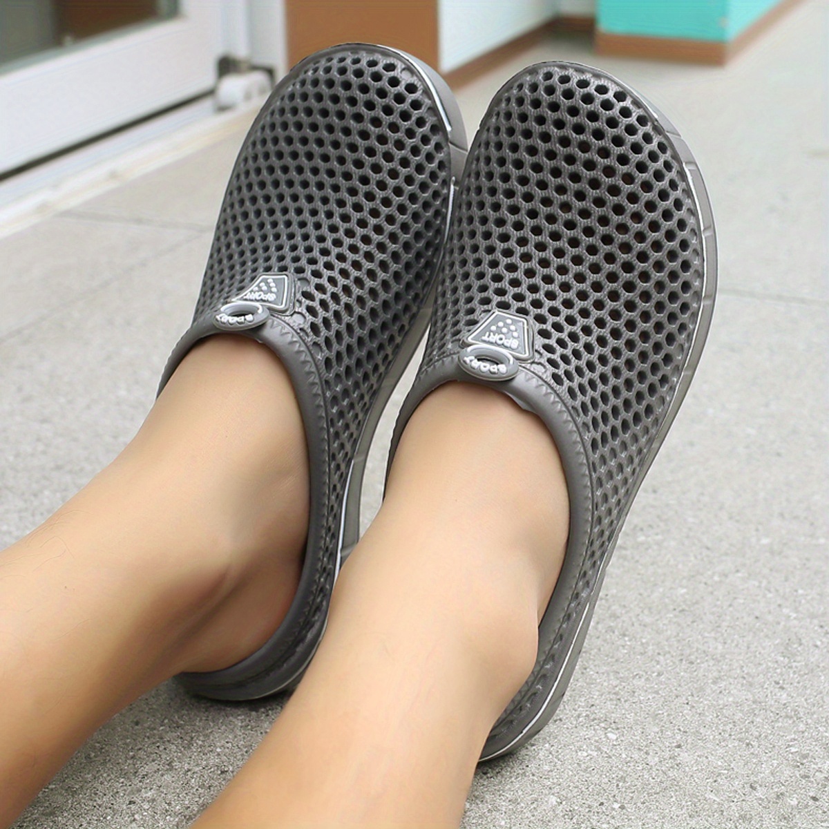 womens solid color flat clogs slip on round toe non slip outdoor casual slides shoes summer beach comfy shoes details 6