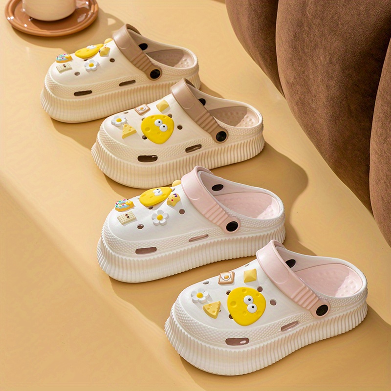 womens cute cartoon platform clogs trendy hollow out eva slide shoes indoor outdoor beach garden sandals details 11