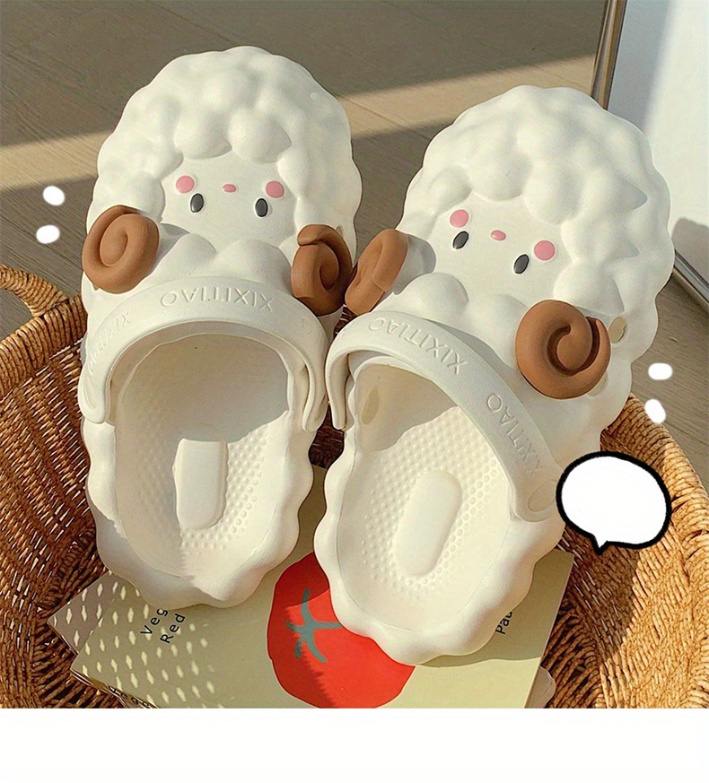 womens kawaii lamb design mules casual slip on soft sole shoes lightweight summer shoes details 4