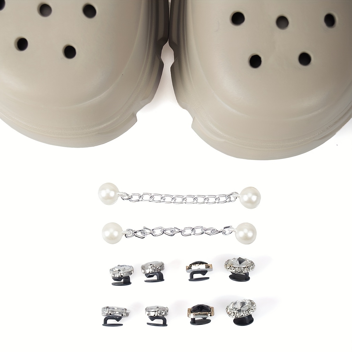 womens rhinestone chaine decor clogs closed toe soft sole platform warm lined shoes winter non slip plush shoes details 25