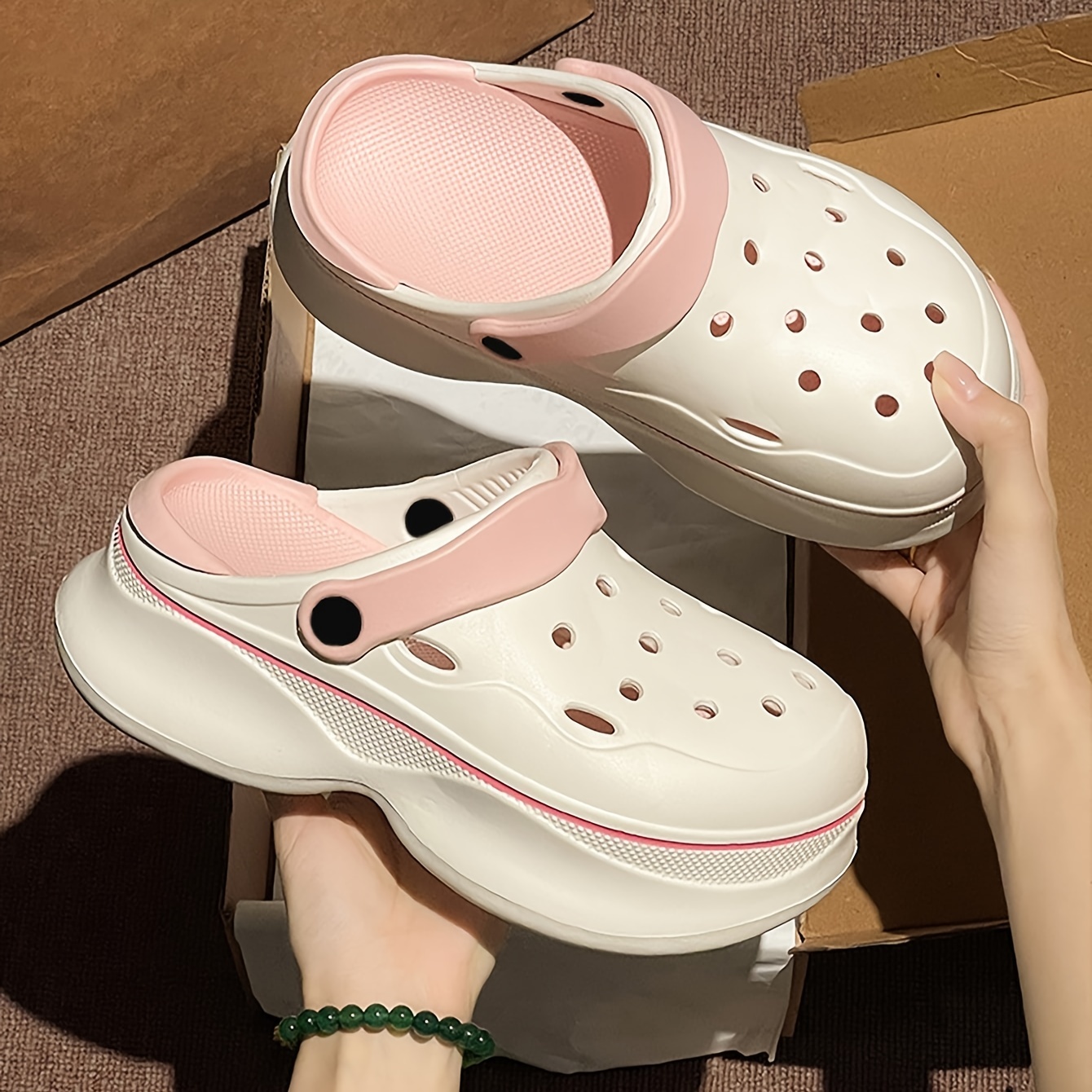 womens solid color pillow clogs slip on soft sole platform casual summer slides versatile non slip garden shoes details 0