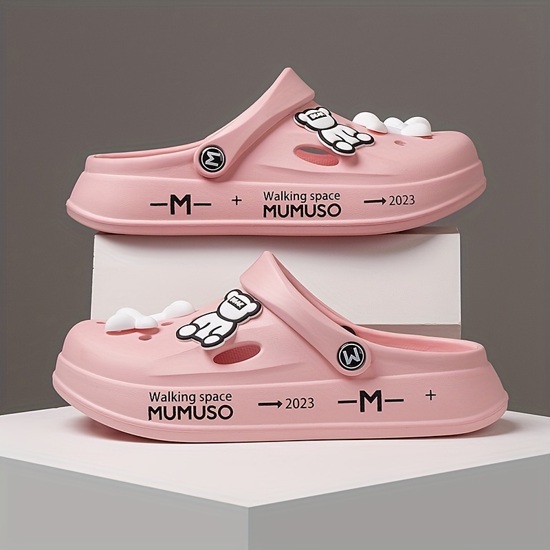 womens kawaii bear decor clogs lightweight closed toe slip on shoes womens breathable shoes details 2