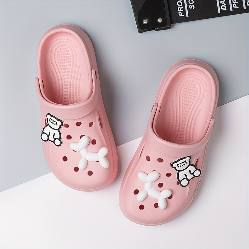 womens kawaii bear decor clogs lightweight closed toe slip on shoes womens breathable shoes details 4