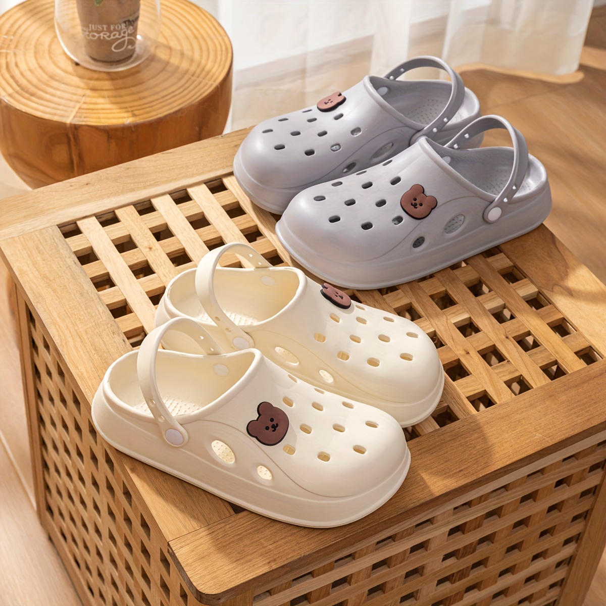 cute cartoon decor clogs slip on soft sole platform non slip slides casual summer eva beach shoes details 0