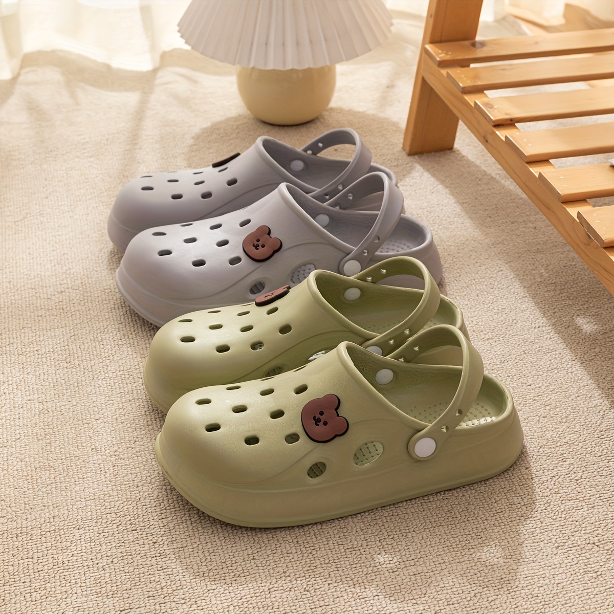 cute cartoon decor clogs slip on soft sole platform non slip slides casual summer eva beach shoes details 2