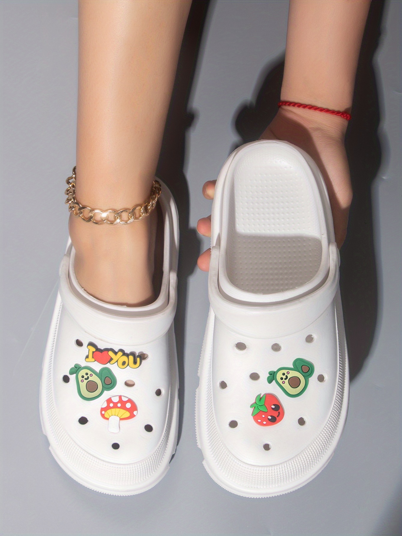 womens avocado strawberry decor clogs casual hollow out design garden shoes lightweight beach shoes details 4